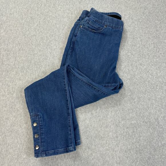 Appleseed's Pants WMNS Petite Small Blue Denim High Waist Button Detail Stretchy - Picture 2 of 11